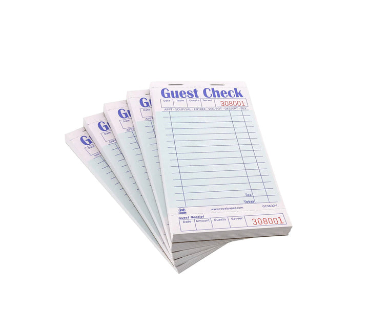 Guest Check, 15 Lines, Green, Heavyweight, 1 Part Booked, 50/50