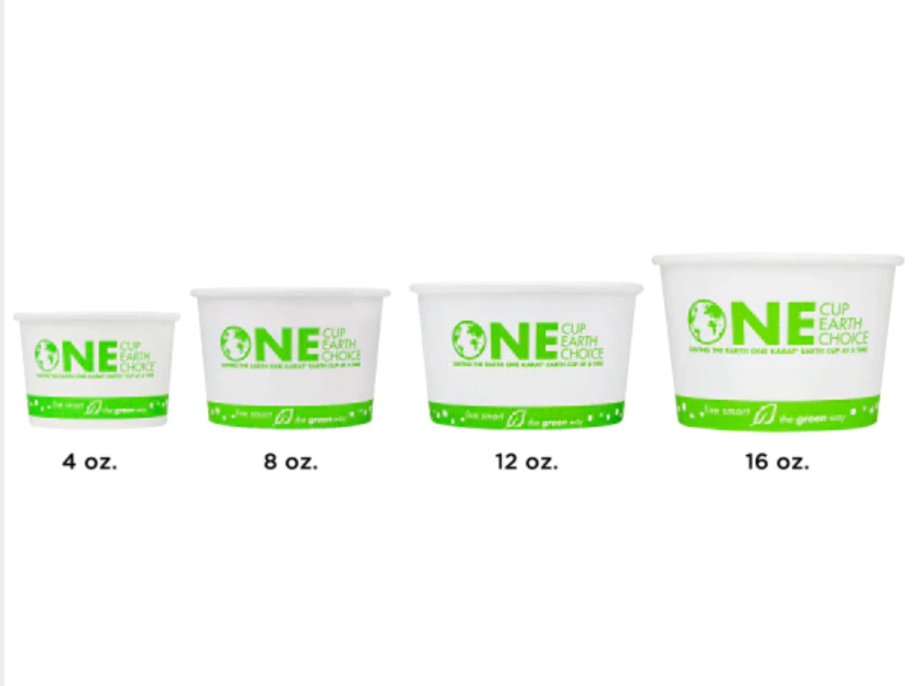 8oz Eco-Friendly Paper Food Cups (90.8mm), White/Eco Print - 1,000 pcs