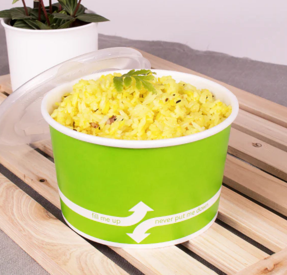 16 oz Double Poly Paper Food Container, Green, (112mm) - 1000 Pcs