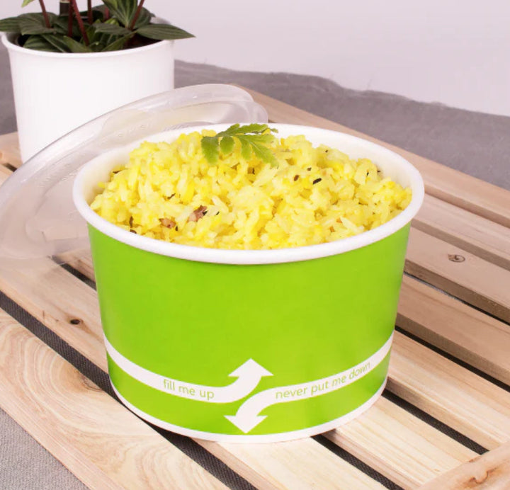 16 oz Double Poly Paper Food Container, Green, (112mm) - 1000 Pcs