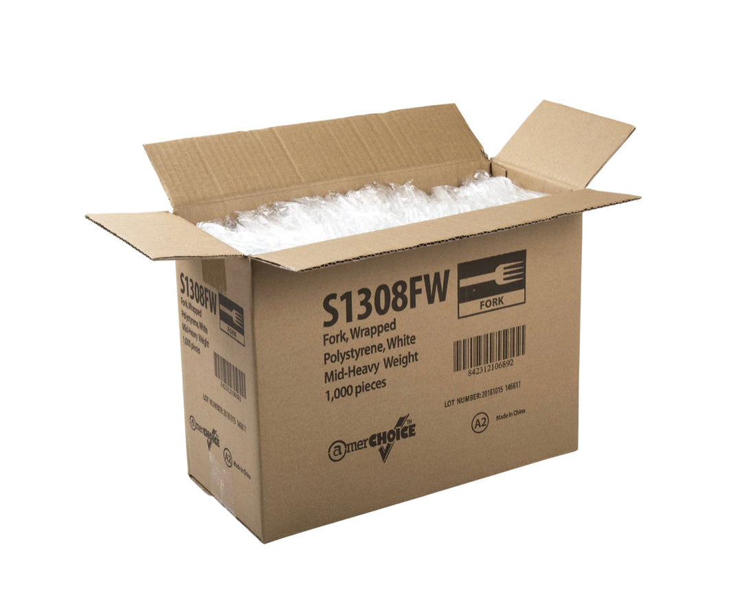 Fork, Med HW, Ind Wrapped, White, PS, L: 15,5 CM, W: 3.2 G - 1000