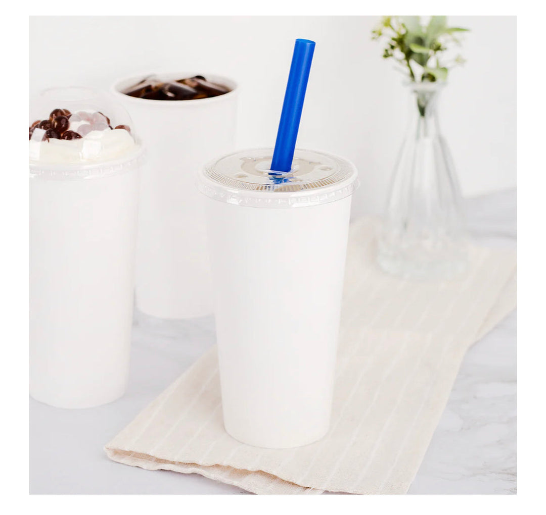 9" Diagonal Cut Colossal Straws (10mm) Poly Wrapped, Blue - 1,600 pcs