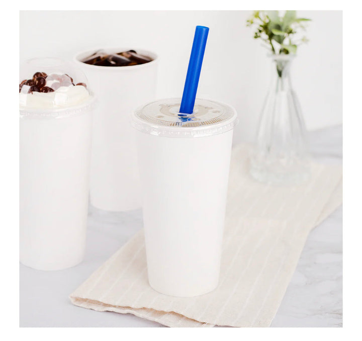 9" Diagonal Cut Colossal Straws (10mm) Poly Wrapped, Blue - 1,600 pcs