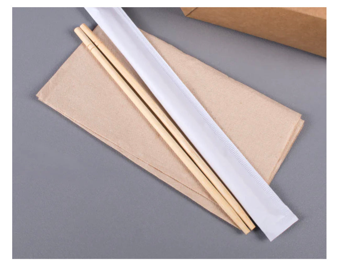 Chopsticks, 9" Bamboo, Individually Wrapped White - 1000 pcs