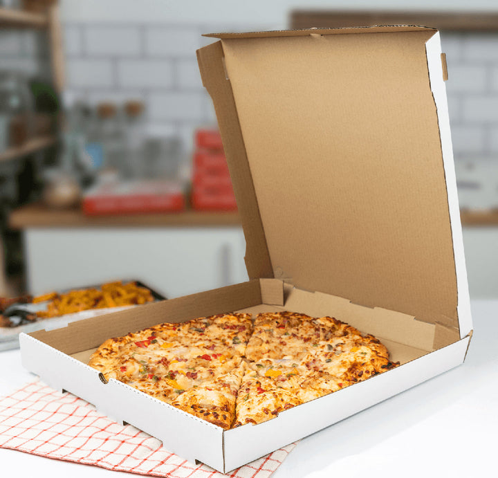 Corrugated Pizza Box, 18''x18''x2'', White - 50 pcs
