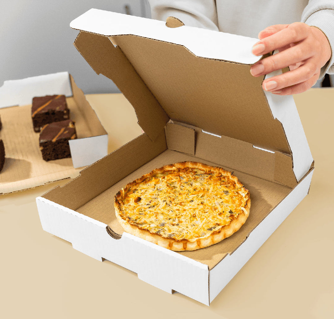 Corrugated Pizza Box, 12''x12''x2'', White - 50 pcs
