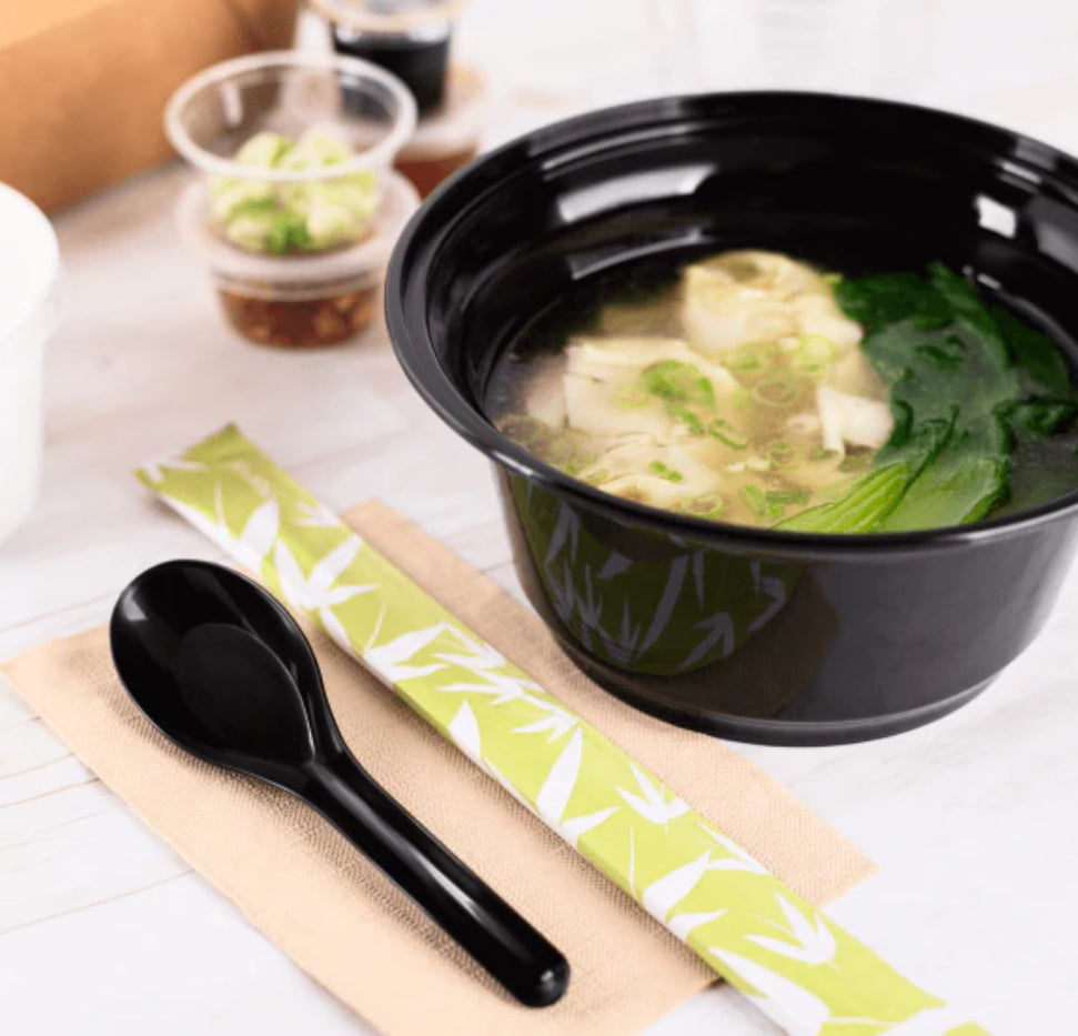 Asian Design Soup Spoon, Heavy Weight,  Black - 1000