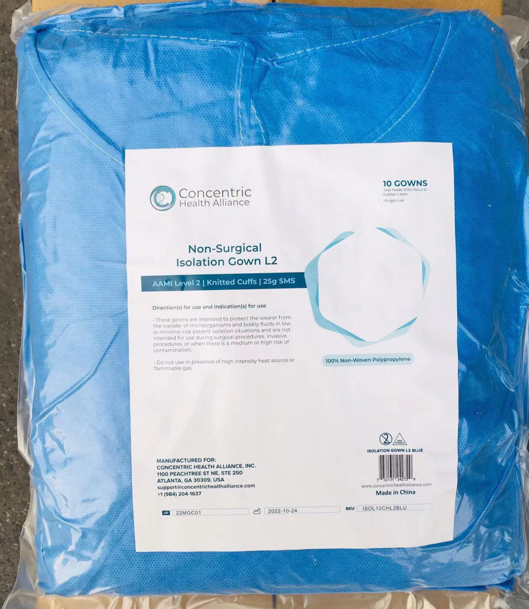 CHA Disposable Isolation Gown AAMI Level 2