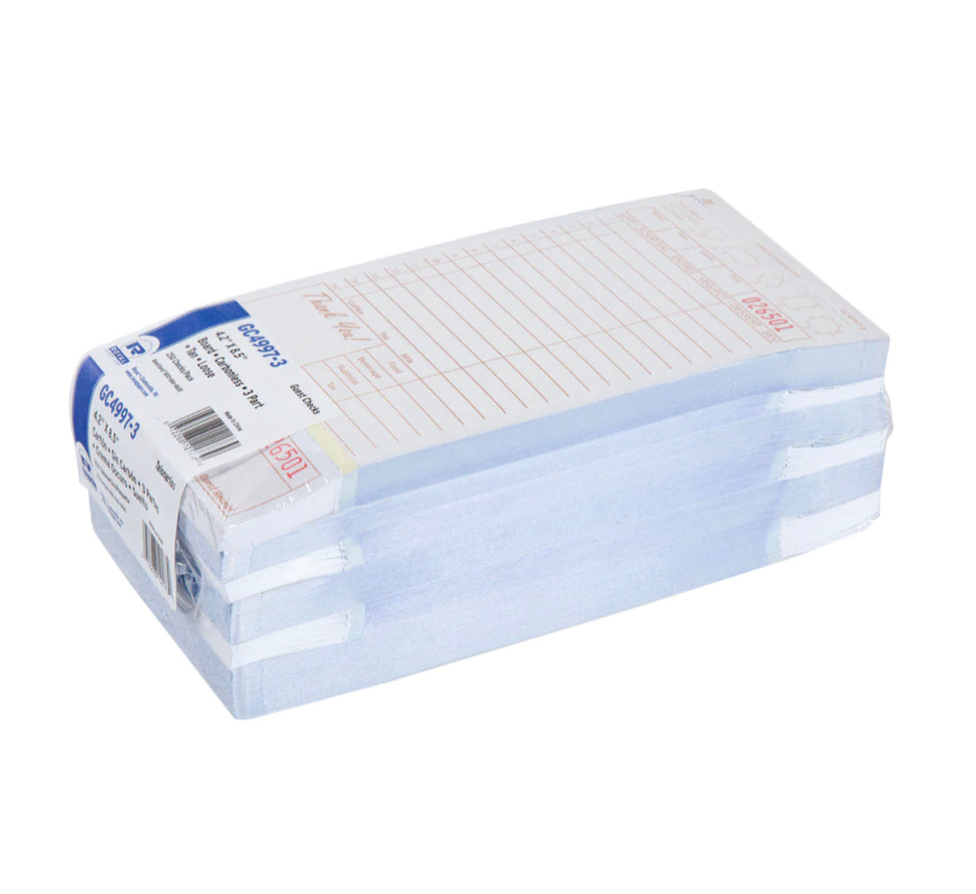 Guest Check, 15 Lines, Tan, 3 Ply Carbonless, Heavyweight, Loose, 8/250