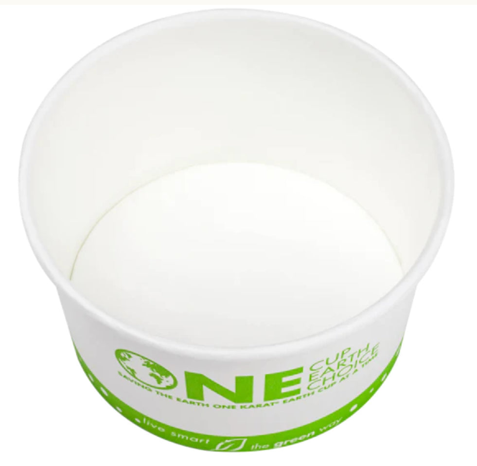 12oz Eco-Friendly Paper Food Cups (114.6mm), White/Eco Print - 500 pcs
