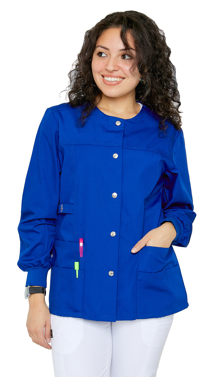 Women's Snap Jacket Warm Up Uniform Scrub