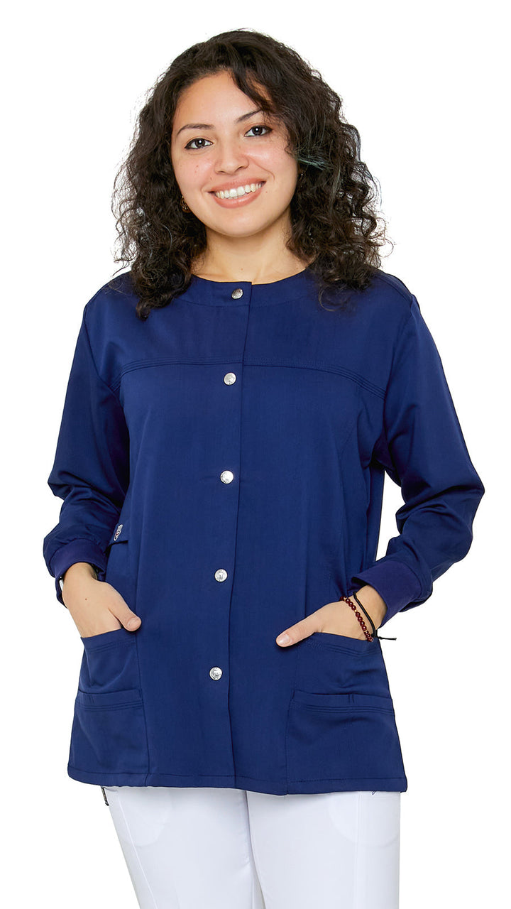 Women's Snap Jacket Warm Up Uniform Scrub