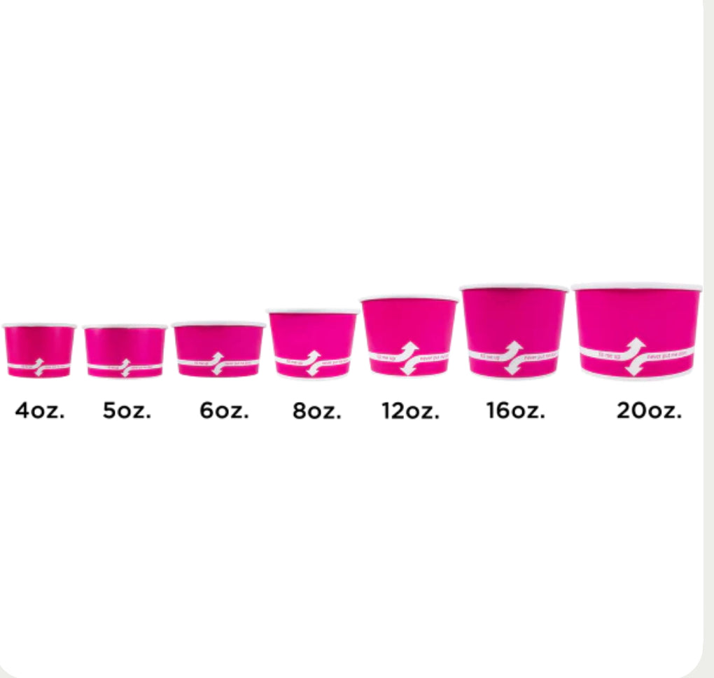 8oz Double Poly Paper Hot/Cold Food Cups (95mm), Pink - 1,000 pcs