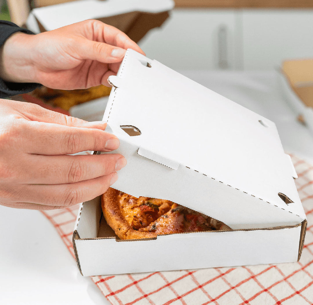 Corrugated Pizza Box, 8''x8''x2'', White - 50 pcs