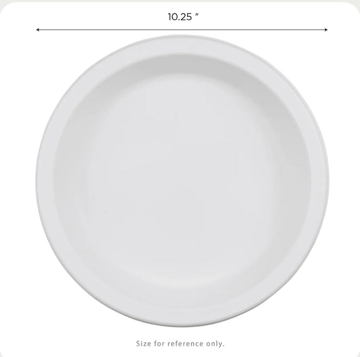 10.25" Mineral Filled PP Plate, Round, 1-compartment, White - 500 Pcs