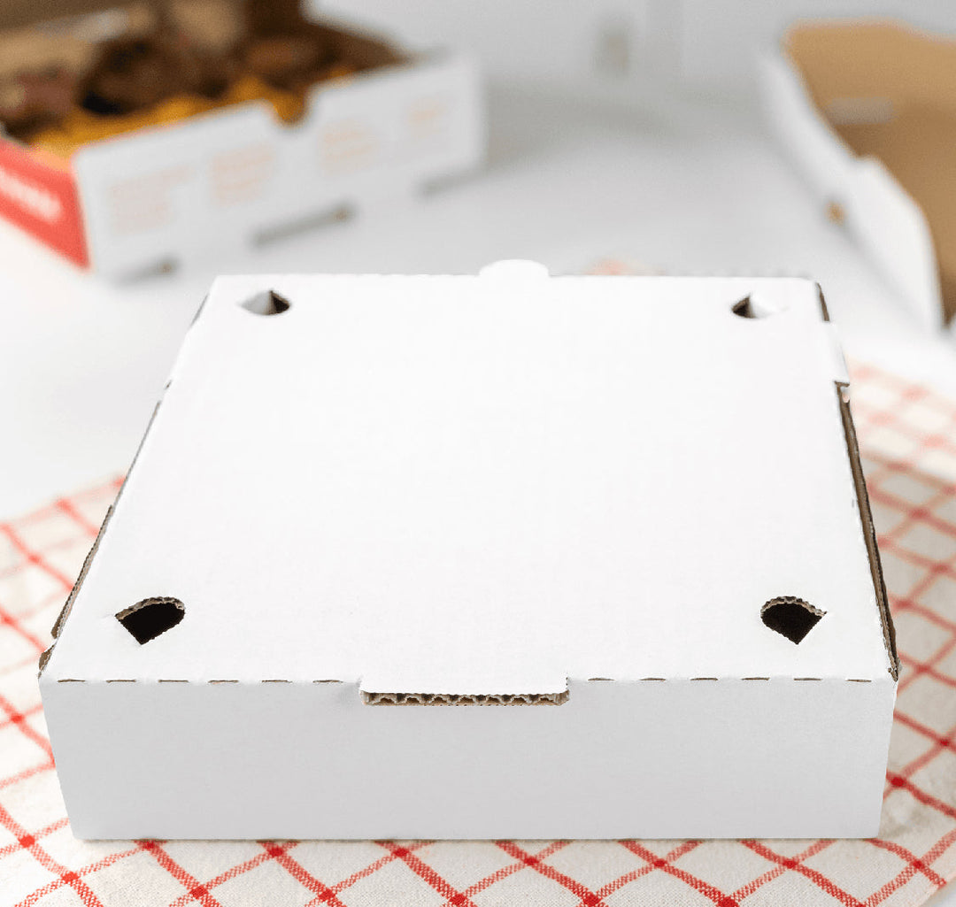Corrugated Pizza Box, 8''x8''x2'', White - 50 pcs
