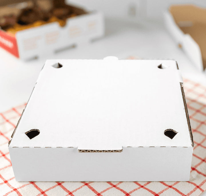 Corrugated Pizza Box, 8''x8''x2'', White - 50 pcs