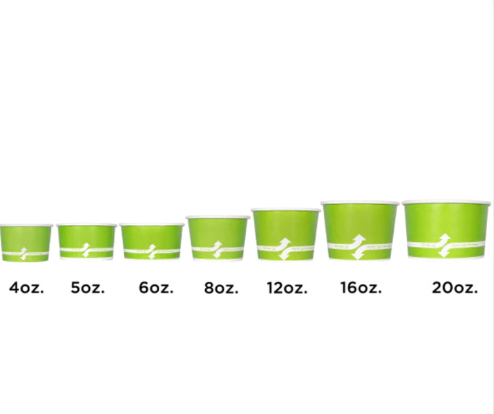 8oz Double Poly Paper Hot/Cold Food Cups (95mm), Green - 1,000 pcs
