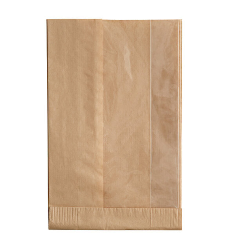 Bagcraft, 5 ¾” x 2 ¾” x 9 ½” Dubl View ToGo, Kraft Large Window Sandwich / Bakery Bag – 500 pcs