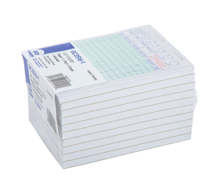 Guest Check, 17 Lines, Green, 2 Ply Carbonless, Lightweight, 1 Part Booked, 50/50