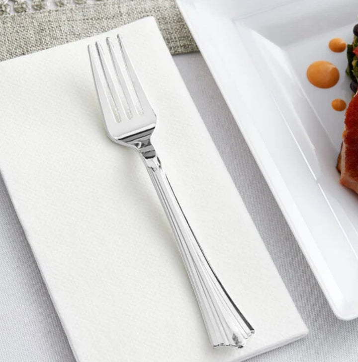 Fork, Silver Plated, Heavy Weigh Plastic, L: 7.25" - 600 pcs