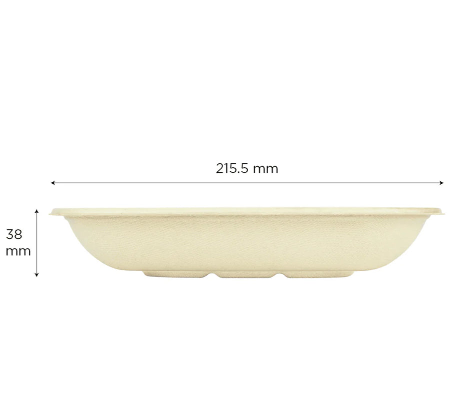 24oz PFAS Free Eco-Friendly Bagasse Square Bowl, Natural - 300 pcs