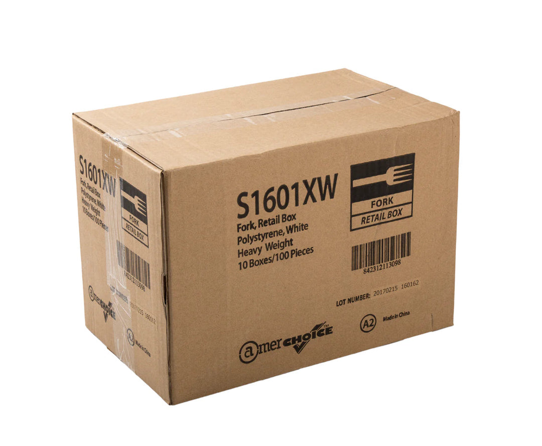 Fork,  Heavy Weight, White, PS, Retail Boxed - 10/100 Pack