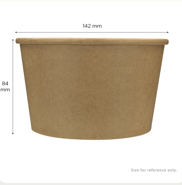 24 oz Double Poly Paper Hot/Cold Food Container, Kraft, (142mm) - 600 Pcs