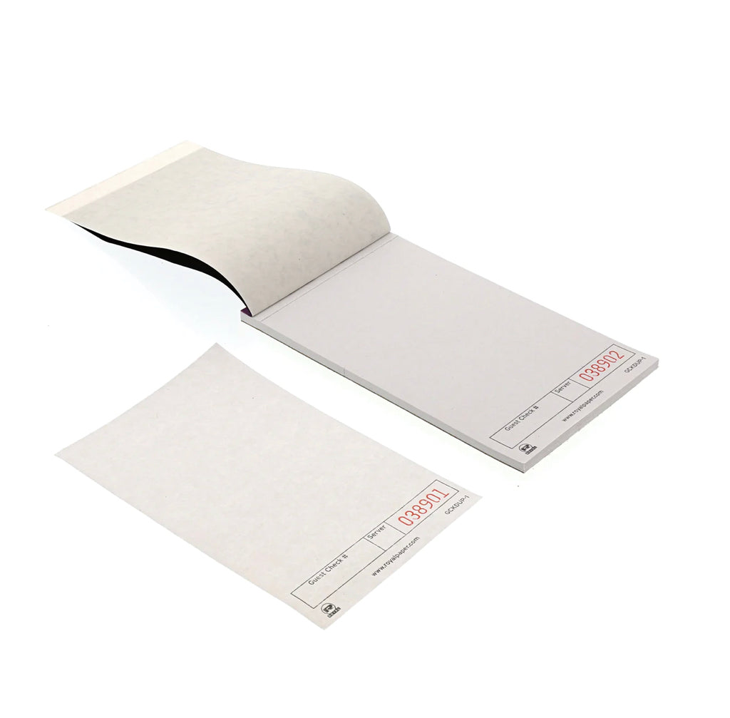 Guest Check, Unlined White, Lightweight, 1 Part Booked, 100/50