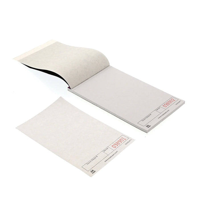 Guest Check, Unlined White, Lightweight, 1 Part Booked, 100/50