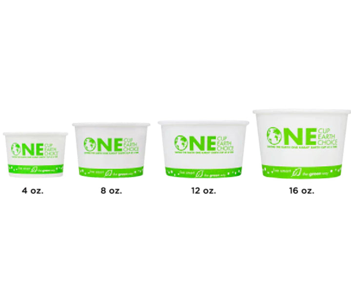 16oz Eco-Friendly Paper Food Cups (114.6mm), White/Eco Print - 500 pcs