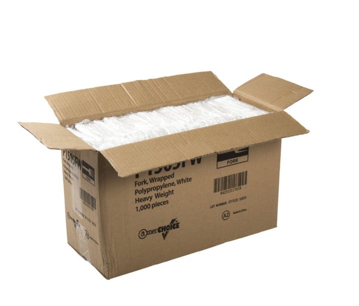 Fork, Heavy Weight, Ind Wrapped, White, PP, L: 18.3 CM, W: 5.1G - 1000
