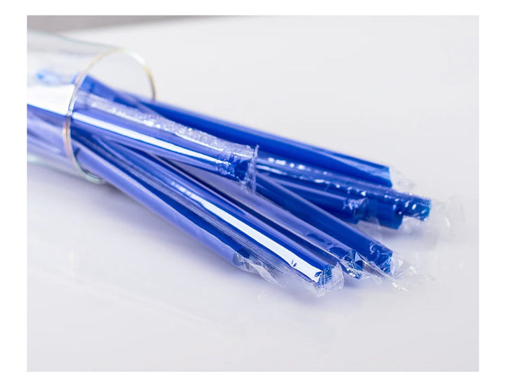 9" Diagonal Cut Colossal Straws (10mm) Poly Wrapped, Blue - 1,600 pcs