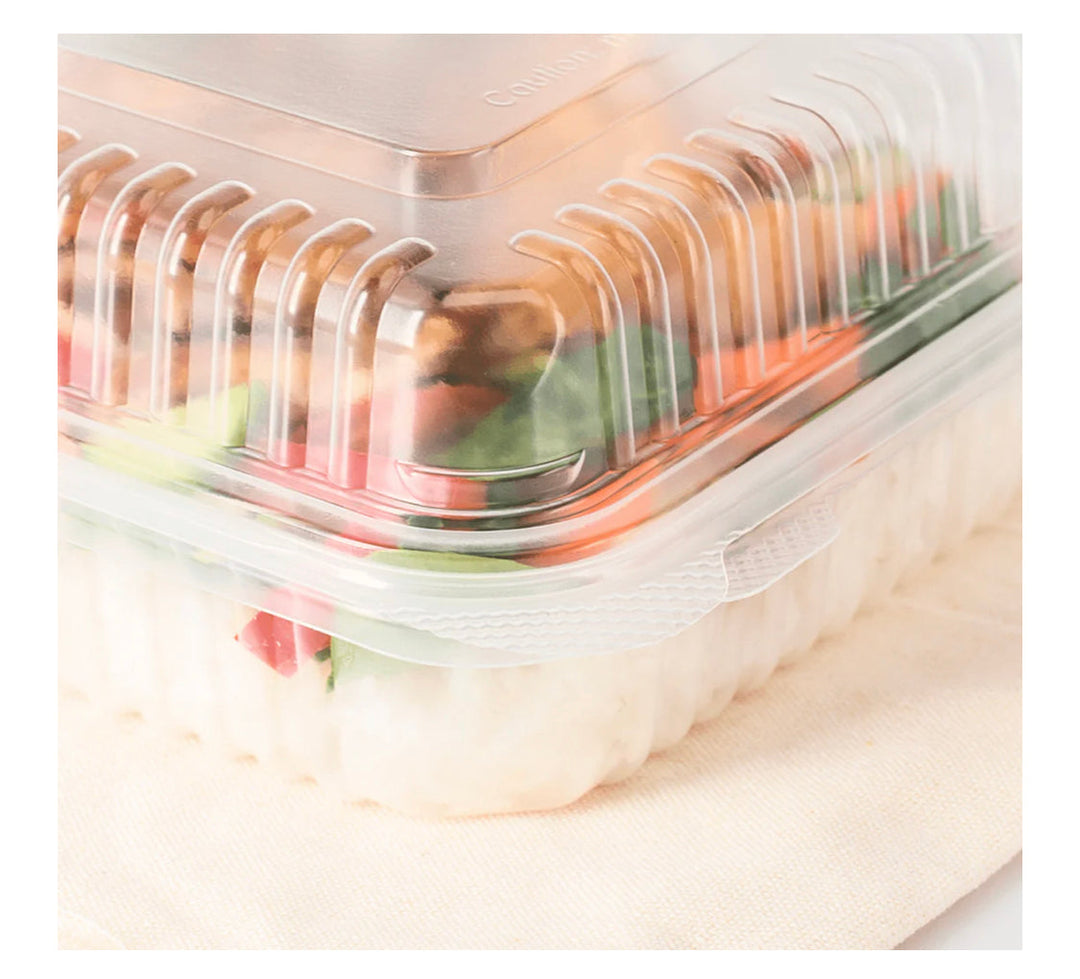 Hinged Container, 7'' x 7" PP Plastic, Clear - 250 pcs