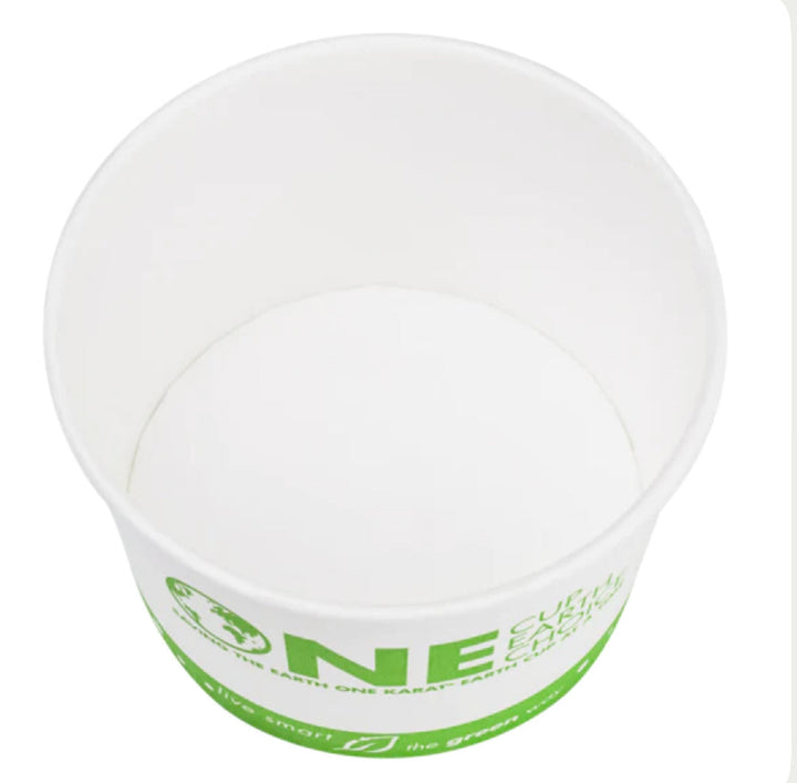 16oz Eco-Friendly Paper Food Cups (114.6mm), White/Eco Print - 500 pcs