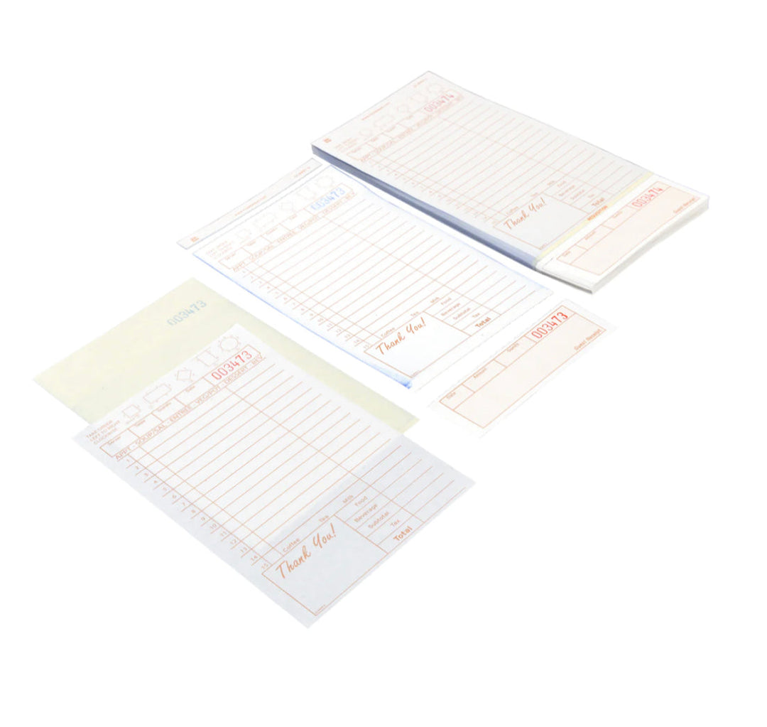 Guest Check, 15 Lines, Tan, 3 Ply Carbonless, Heavyweight, Loose, 8/250