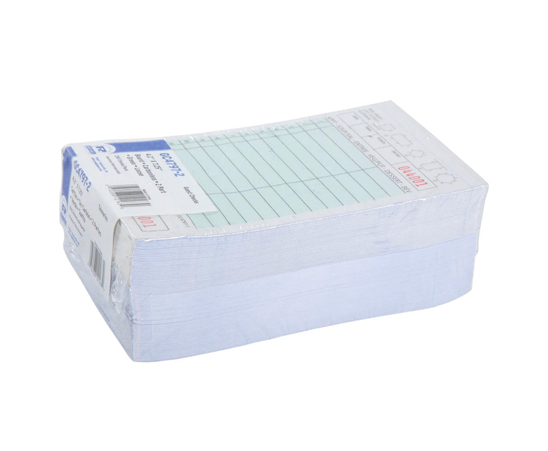 Guest Check, 13 Lines, Green, 2 Ply Carbonless, Loose, 8/250