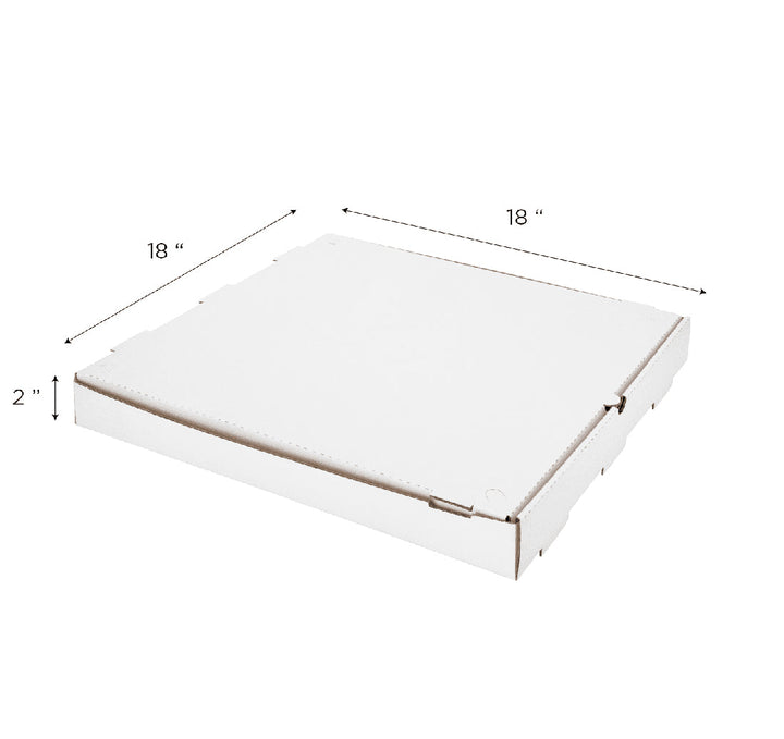 Corrugated Pizza Box, 18''x18''x2'', White - 50 pcs