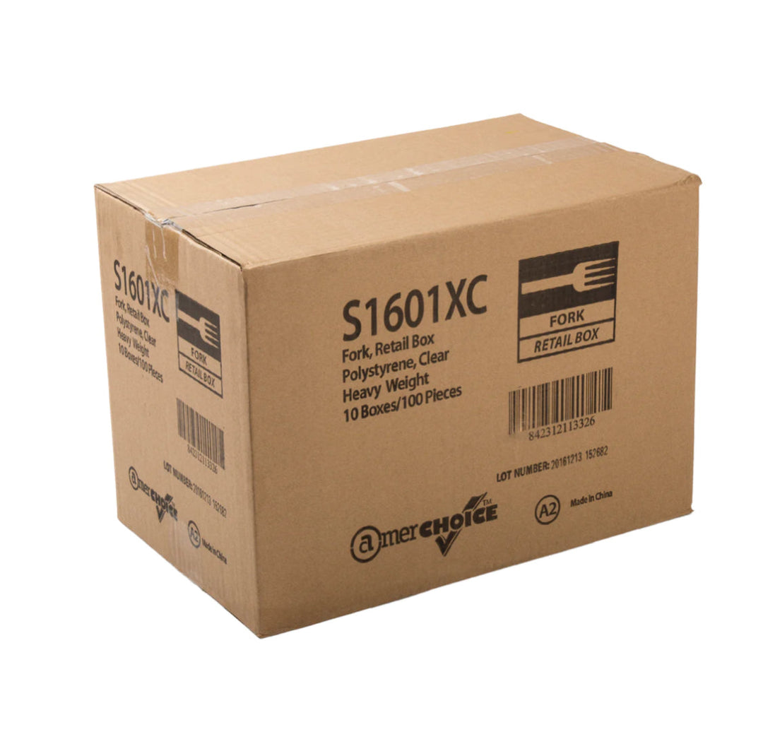 Fork,  Heavy Weight, Clear, PS, Retail Boxed - 10/100 Pack