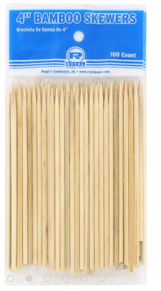 Bamboo Round Skewer, 4" - 1600 pcs