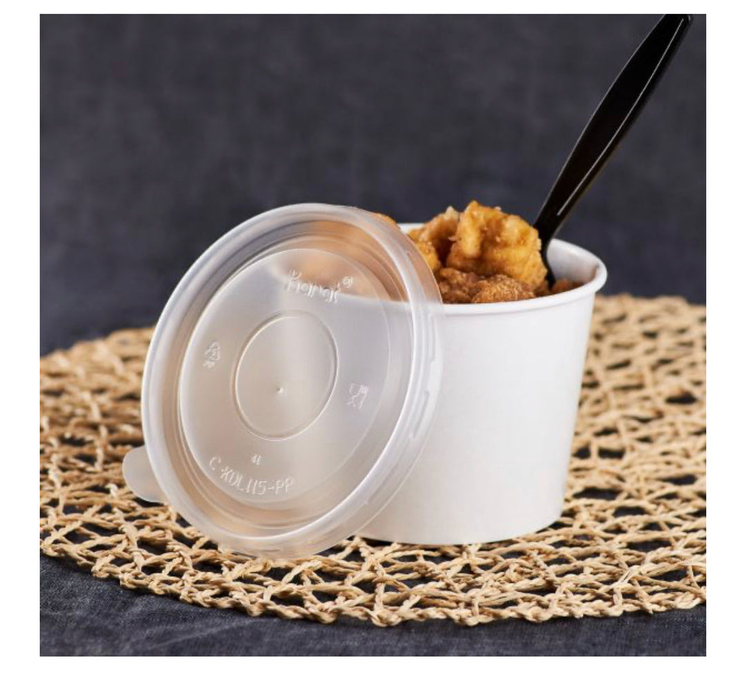 32 oz PP Plastic Food Container Flat Lids (115mm) - 500 pcs