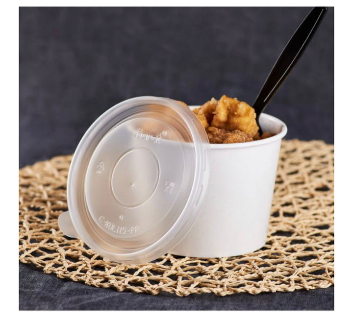 32 oz PP Plastic Food Container Flat Lids (115mm) - 500 pcs