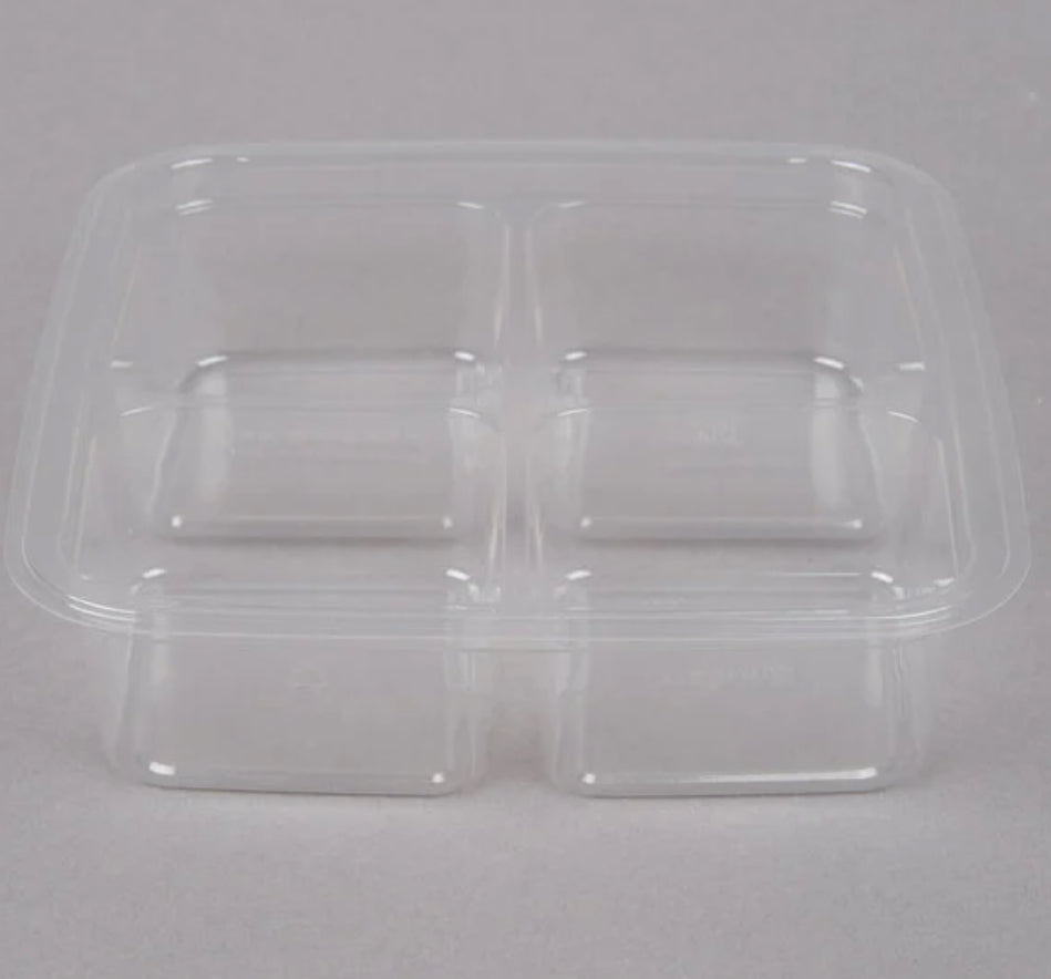 Greenware 16.7 oz Shallow 4-Compartment PLA Compostable Container – 300 pcs