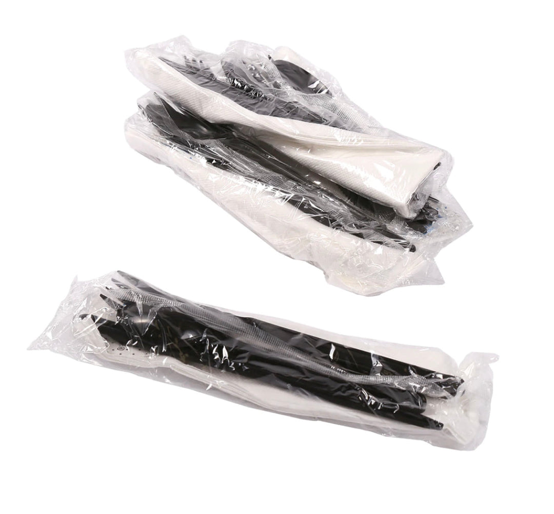 Cutlery Kit, PP, 6 Piece Black Heavy Weight (F,K,S,Nap,S&P), 250 Kits