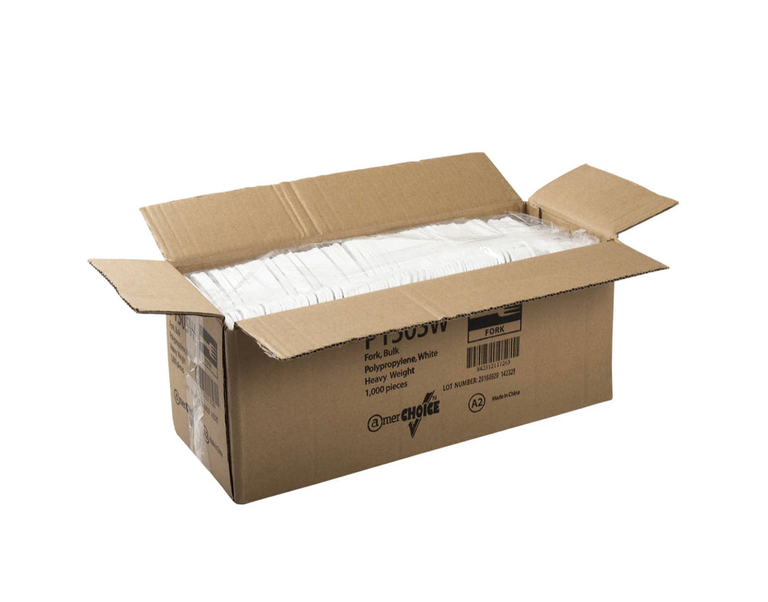 Fork, Heavy Weight, White, PP, L: 18.3 CM, W: 5.1G - 1000