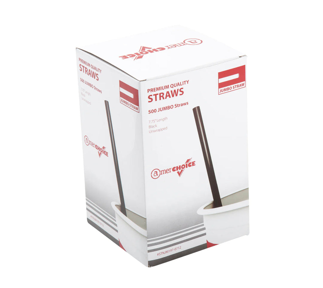 Jumbo Straws, 7.75", Black, Unwrapped - 12,000 pcs