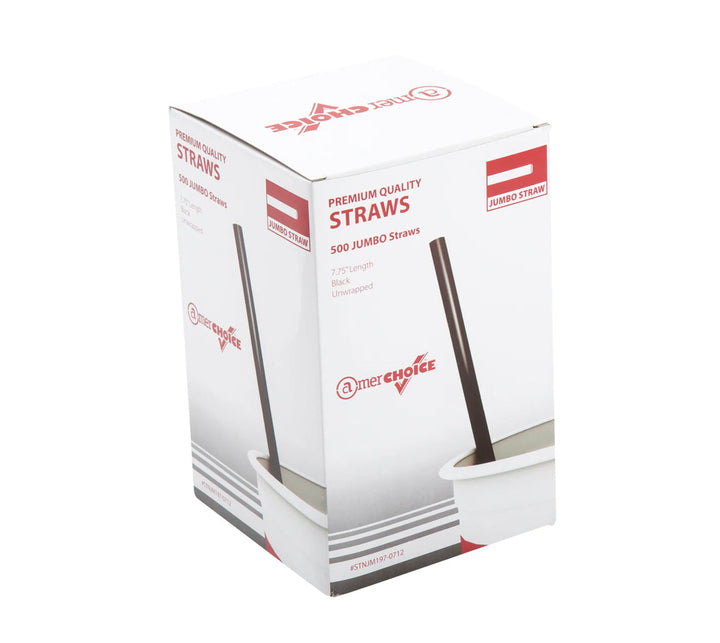 Jumbo Straws, 7.75", Black, Unwrapped - 12,000 pcs