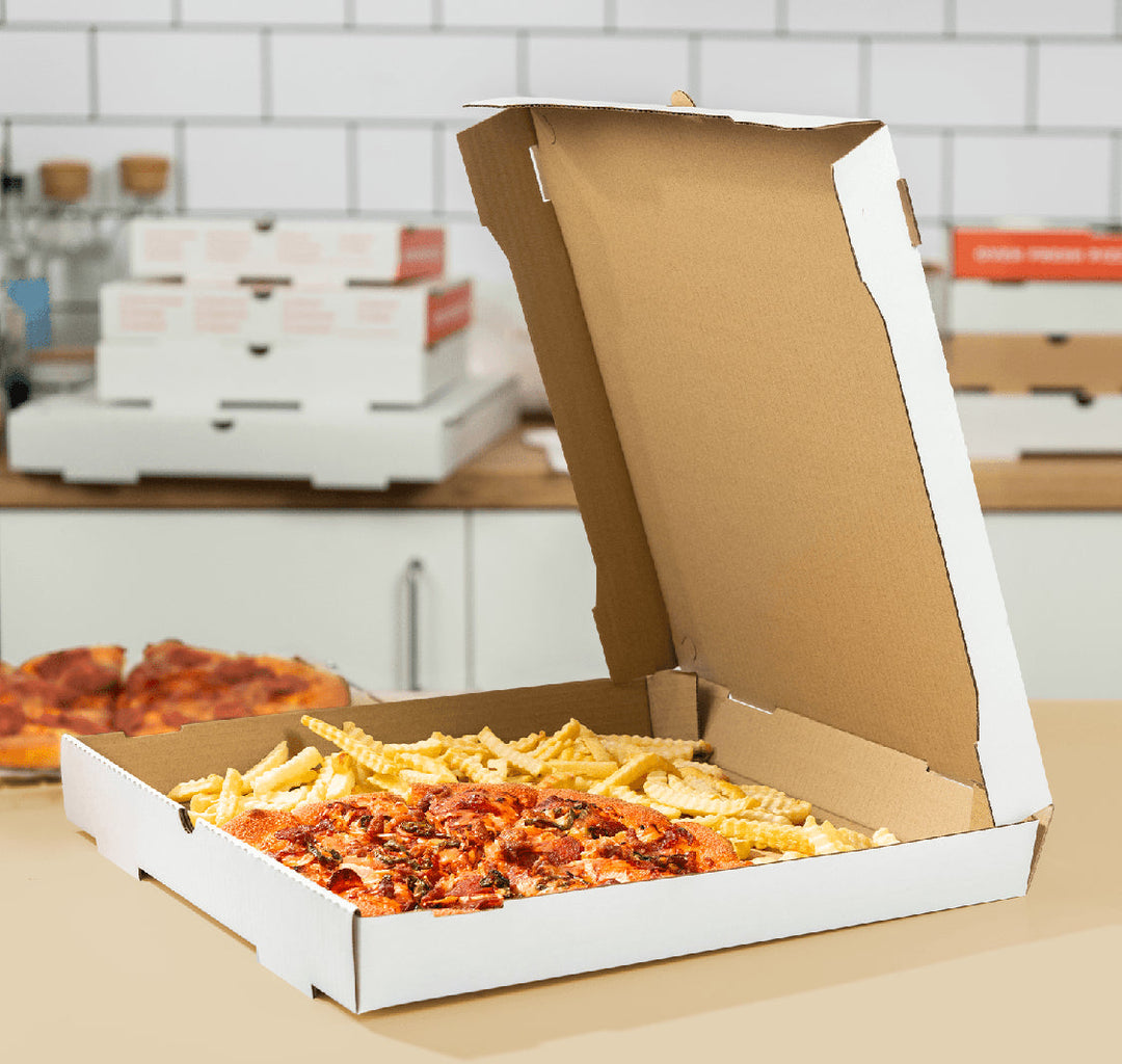 Corrugated Pizza Box, 16''x16''x2'', White - 50 pcs