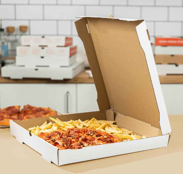 Corrugated Pizza Box, 16''x16''x2'', White - 50 pcs