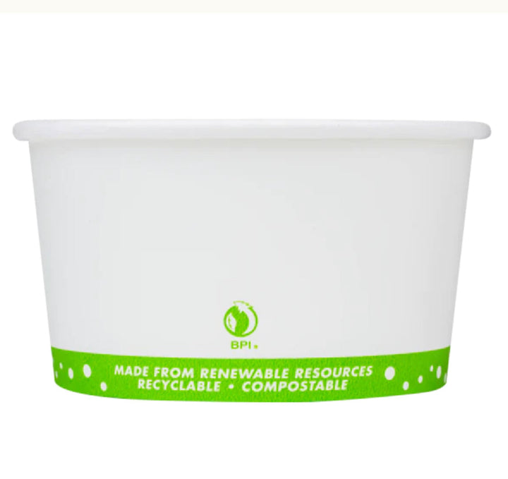 12oz Eco-Friendly Paper Food Cups (114.6mm), White/Eco Print - 500 pcs